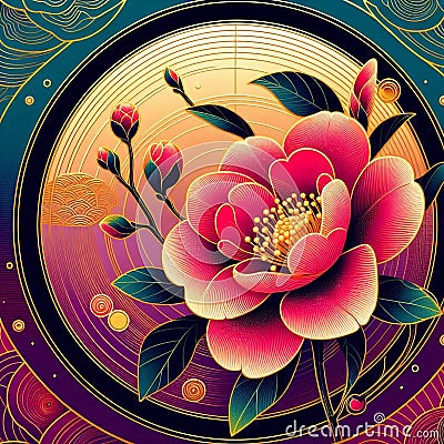 Delicate and colorful abstract decorative painted of a flower Stock Photo