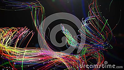 Beautiful interweaving of glowing threads in a spiral Stock Photo