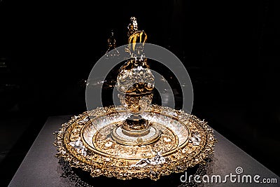 Golden Relics in Museum of Art History featured `Kunsthistorisches`. Vienna, Austria Editorial Stock Photo