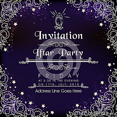 Beautiful invitation card for Ramadan Kareem Iftar Party celebration. Stock Photo