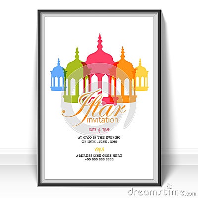 Beautiful invitation card for Ramadan Kareem Iftar Party celebration. Stock Photo