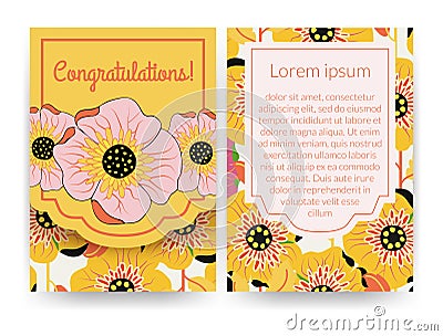 Beautiful invitation with flower pattern. Vector Illustration