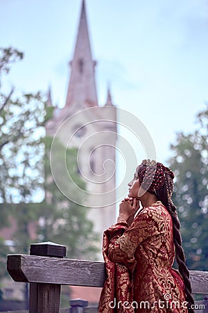 Beautiful Isabella of France, queen of England on Middle Ages period Stock Photo