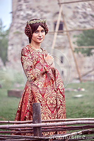 Beautiful Isabella of France, queen of England on Middle Ages period Stock Photo