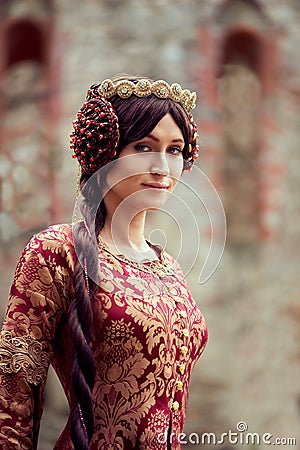 Beautiful Isabella of France, queen of England on Middle Ages period Stock Photo