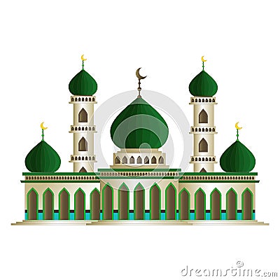Beautiful Islamic Mosque Cartoon Isoated Stock Photo