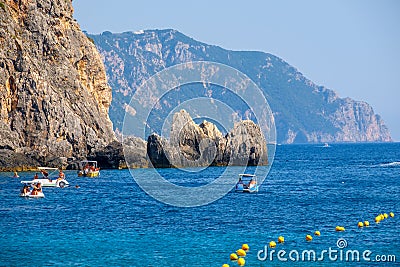 Beautiful island of Corfu, Paleokastritsa bay with charming and wonderful panoramic views Kerkyra Editorial Stock Photo