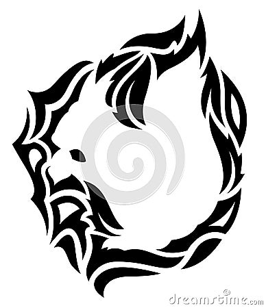 Tribal tattoo art with white squirrel silhouette Vector Illustration