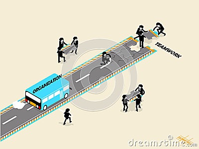 Beautiful isometric graphic design concept of business teamwork Stock Photo