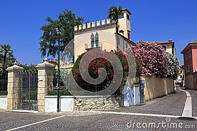 Beautiful italian garden and villa in Bardolino, lake Garda, Italy. Stock Photo