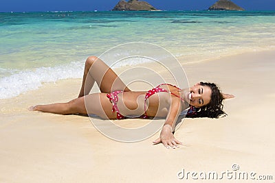 A beautiful Italian girl in a bikini Stock Photo