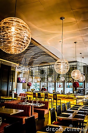 Beautiful Italian restaurant interior in Jakarta, Indonesia Editorial Stock Photo