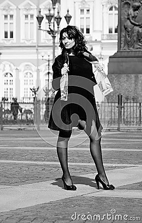 Beautiful italian woman on the city street Stock Photo