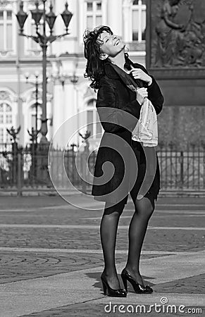 Beautiful italian woman on the city street Stock Photo