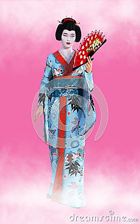 Japanese Geisha Woman Wallpaper Background Stock Photo