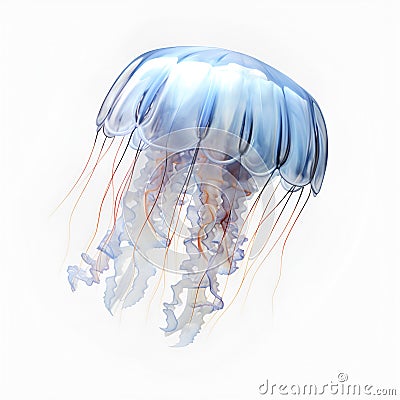 Beautiful jellyfish on a white background. Generated AI Stock Photo