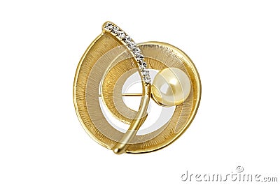 Beautiful jewelry - golden brooch isolated over white Stock Photo