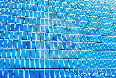 Blue glass surface consisting of tiny rectangles Stock Photo