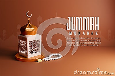Beautiful Jummah Mubarak Post Design with quranic verse translation. Stock Photo
