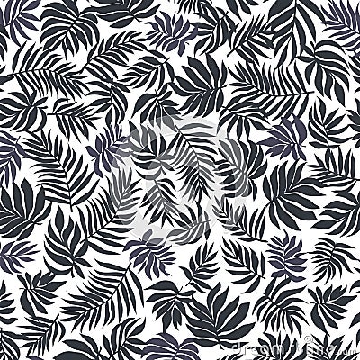 Beautiful Jungle Pattern. Repeating Monochrome Design Vector Illustration