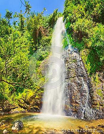 Beautiful Kaeng Nyui Waterfalls. Laos landscape. Stock Photo