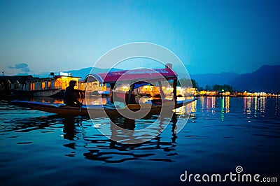 Beautiful Kashmir India vacation shikara house boat Editorial Stock Photo