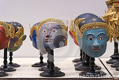 Beautiful Khon Masks Ramayana epic Stock Photo