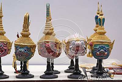 Beautiful Khon Masks Ramayana epic Editorial Stock Photo