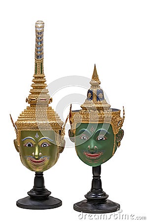 Beautiful Khon Masks Ramayana epic Editorial Stock Photo