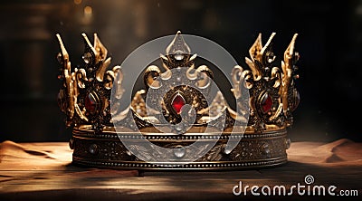 Beautiful king crown. Fantasy medieval period. Generative AI Stock Photo