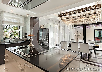 Beautiful kitchen of a luxury apartment Stock Photo