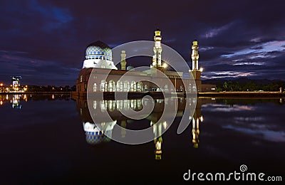 Beautiful Kota Kinabalu city mosque at dawn in Sabah, Malaysia Stock Photo