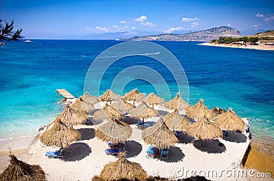 Beautiful Ksamil beach in Albania. Stock Photo