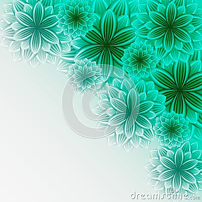 Beautiful lace background with green flowers Vector Illustration