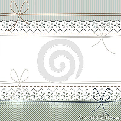 Beautiful lace frame with bows Vector Illustration