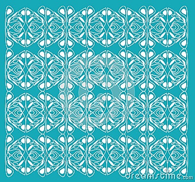 Beautiful lace patterns. Vintage white ornament. White ornament on green background. Filigree repeatable ornament. Oriental patter Vector Illustration