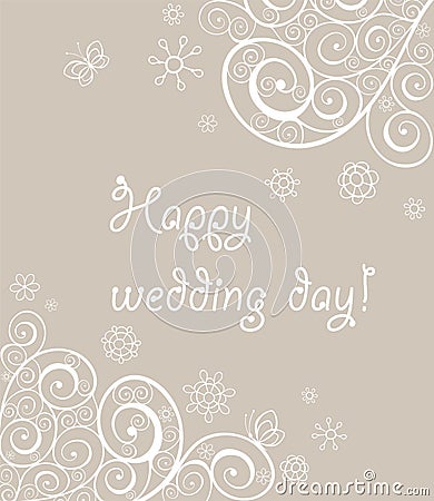 Beautiful lacy wedding greeting Vector Illustration