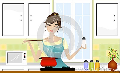 Beautiful lady cooking Stock Photo
