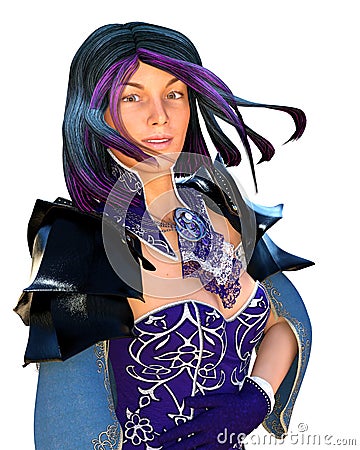 Beautiful Lady Mage 3D Render Stock Photo