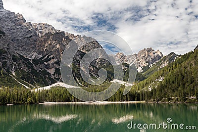 Beautiful Lago di Braies Stock Photo