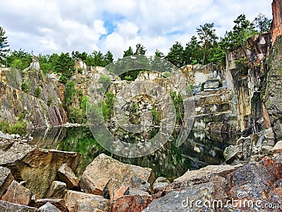 Beautiful lake in the ancient stone quarry Stock Photo