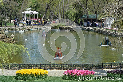 Beautiful lake in Emirgan park, Istanbul Editorial Stock Photo