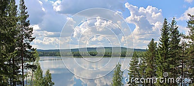 A beautiful lake in Norrbotten Stock Photo