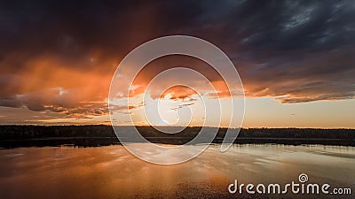 Beautiful lake in summer evening, National park Mari El, Russia Stock Photo