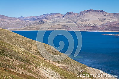 Beautiful lake with transparent waters in Mendoza, Argentina Stock Photo