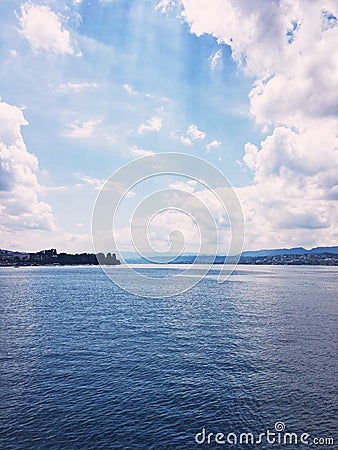 beautiful lake Zurich, Switzerland - travel, nature and wellness concept Stock Photo