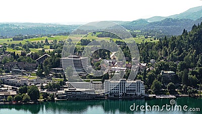 Beautiful lakeside town Bled in Slovenia, popular tourist resort, amazing nature Stock Photo