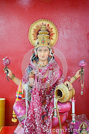 Beautiful Lakshmi statue in wat Saman Rattanaram Stock Photo