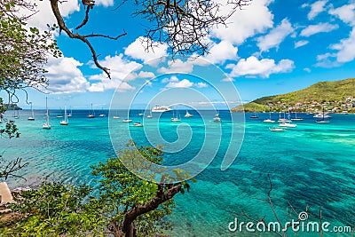 Beautiful landscape of Admiralty Bay in Bequia. Stock Photo