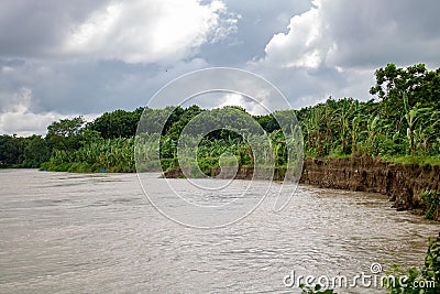 A beautiful landscape of Bangladesh. Great picture of a river. A scene of river breaking. During the monsoon season, the water Stock Photo